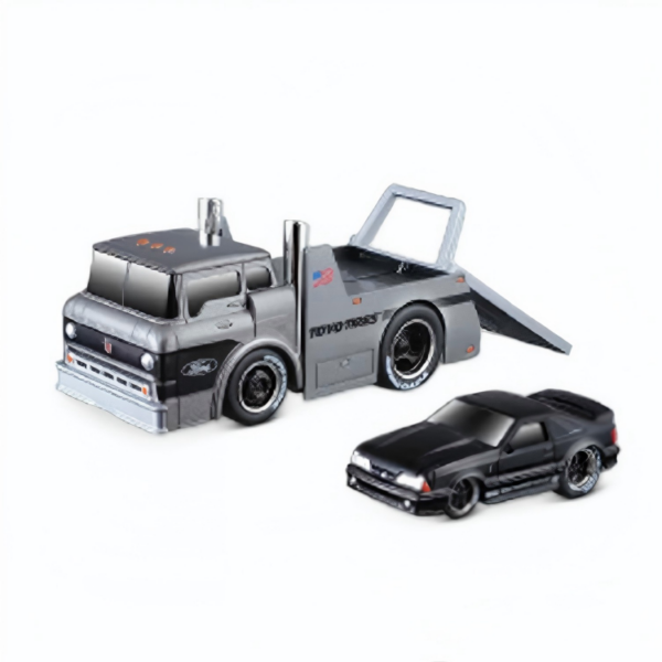 Ford C600 Tow Truck + Ford Mustang STV COBRA - Silver & Black