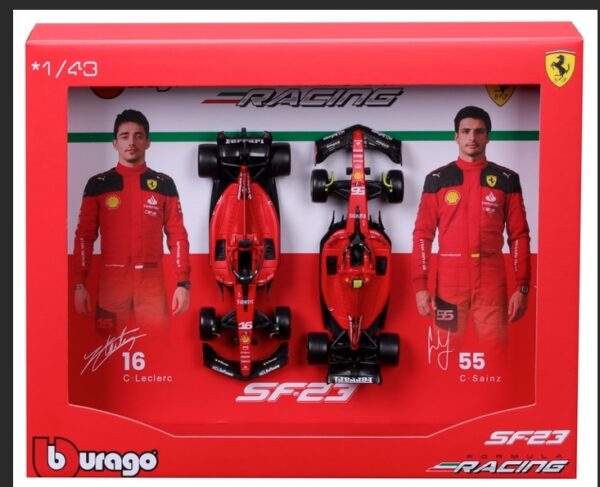 1:43 F1 Ferrari SF‑23 (2023) 2‑Car Set, Red
