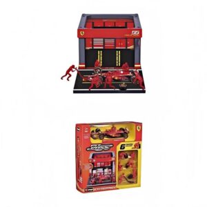 1:43 F1 Pit‑Stop Diorama Set Ferrari SF‑24 #55, Red, 2024 Livery