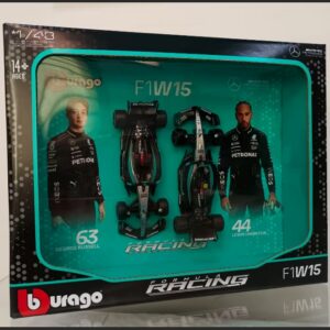 1:43 F1 Mercedes‑AMG W15 (2024) 2‑Car Set, Black, Photo Album Edition