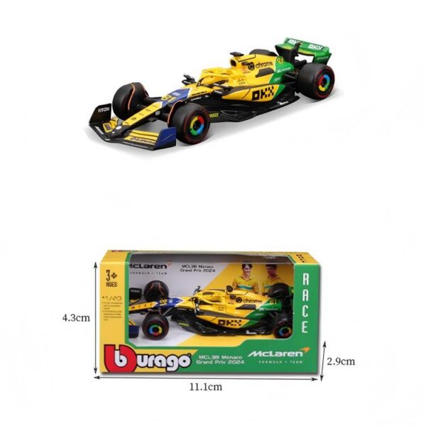 1:43 F1 McLaren MCL38 Monaco GP #81 Oscar Piastri, Solid Black/Yellow/Green, Without Helmet, Box Version