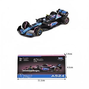 1:43 Bburago F1 Alpine A524 #11, Matte Black‑Blue‑Pink, Japanese GP Livery, Box Version, No Helmet, 18‑38097#11