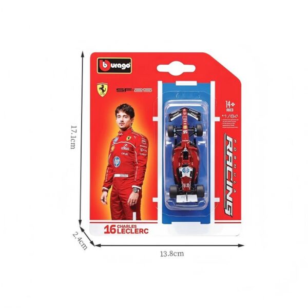 1:64 F1 Series (Blister Card Pack) Ferrari SF‑25 (Standard Livery) #16 Charles Leclerc (Without Helmet), Dark Red