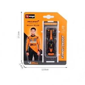 1:64 F1 Series (Blister Card Pack) McLaren MCL39 (2025 Australian Grand Prix) #4 Lando Norris (Without Helmet), Matte Black / Orange