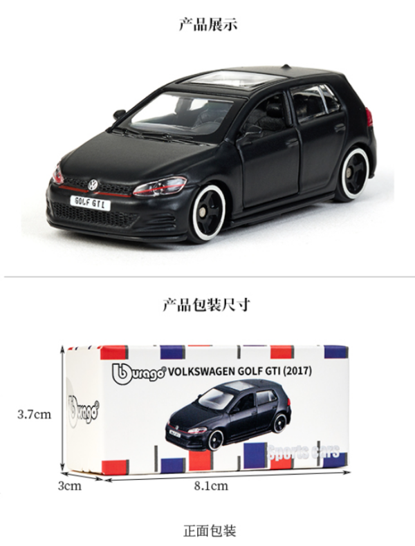 Black 1:64 2017 Volkswagen Golf GTI Die‑cast Model Car