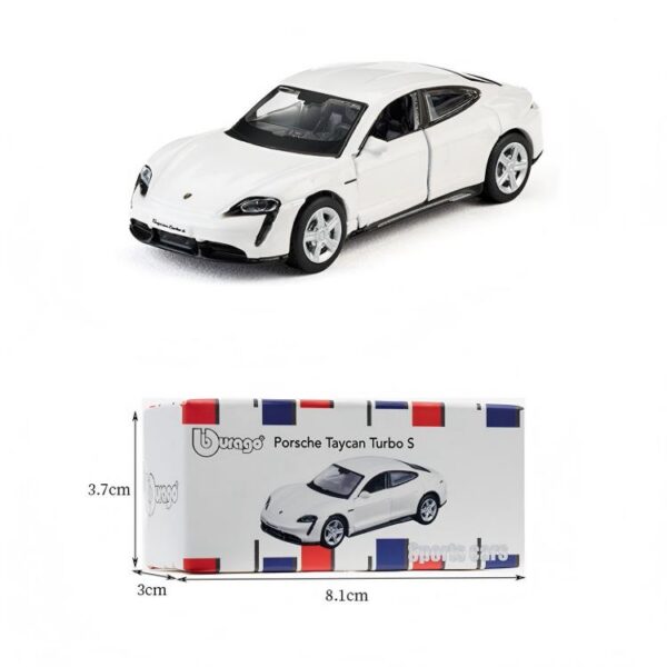 White 1:64 Porsche Taycan Turbo S Die‑cast Model Car
