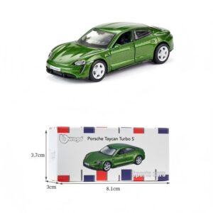 1:64 Porsche Taycan Turbo S Die‑cast Model Car, Green