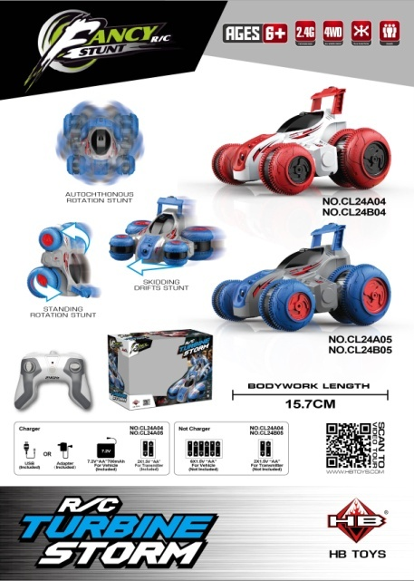 CL24A04 TO CL24A05  1:24 Side‑Drive Stunt RC Car, Window Box