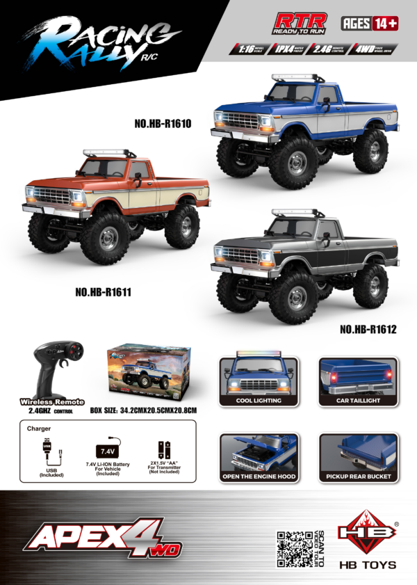 1:16 Full‑Scale Off‑Road Rock Crawler RC Car Sealed Box