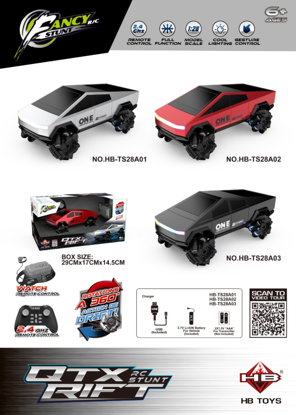 HB-TS28A01 TO HB-TS28A03watch remote Tesla Stunt RC Car
