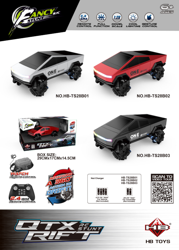 HB-TS28B01 TO HB-TS28B03 （watch remote）Tesla Stunt RC Car