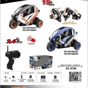 MT08B01 TO MT08B02   1:8 3‑Wheel Stunt RC Motorcycle, Window Box