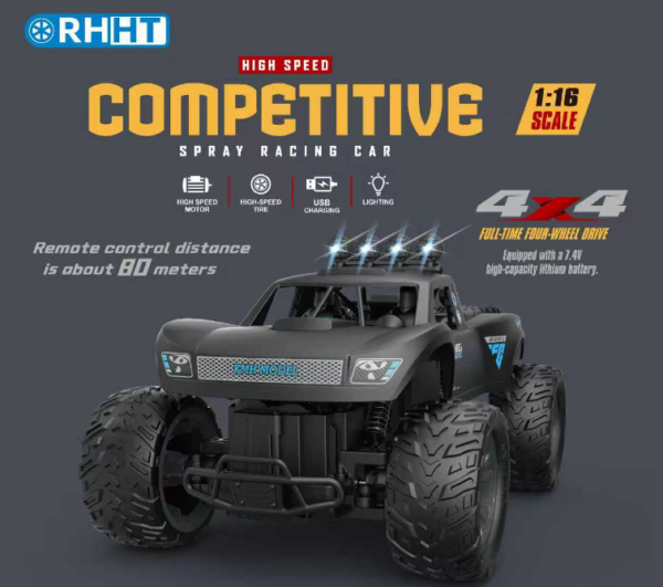 Semi-high Speed 2.4G 4WD Off-road Vehicle with Lights (3 Driving Modes)