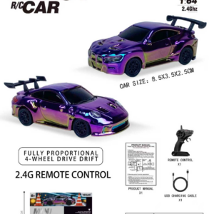 1:64 Porsche 911 GT3 RS / BMW M4 RC Car with Pistol‑Grip Transmitter