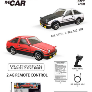 1:64 Toyota AE86, Pistol‑Grip RC Transmitter