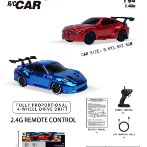 1:64 Porsche 911 GT3 RS / BMW M4 RC Car with Pistol‑Grip Transmitter