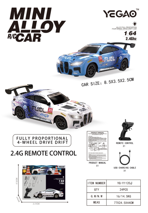 1:64 BMW M4 RC Car with Pistol‑Grip Transmitter