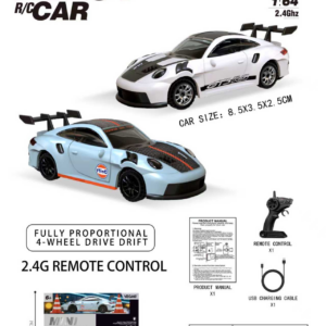 1:64 Porsche 911 GT3 RS, Pistol‑Grip RC Transmitter