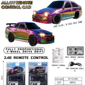 1:64 Toyota AE86 / Nissan GT‑R R34 RC Car with Mini Remote Controller