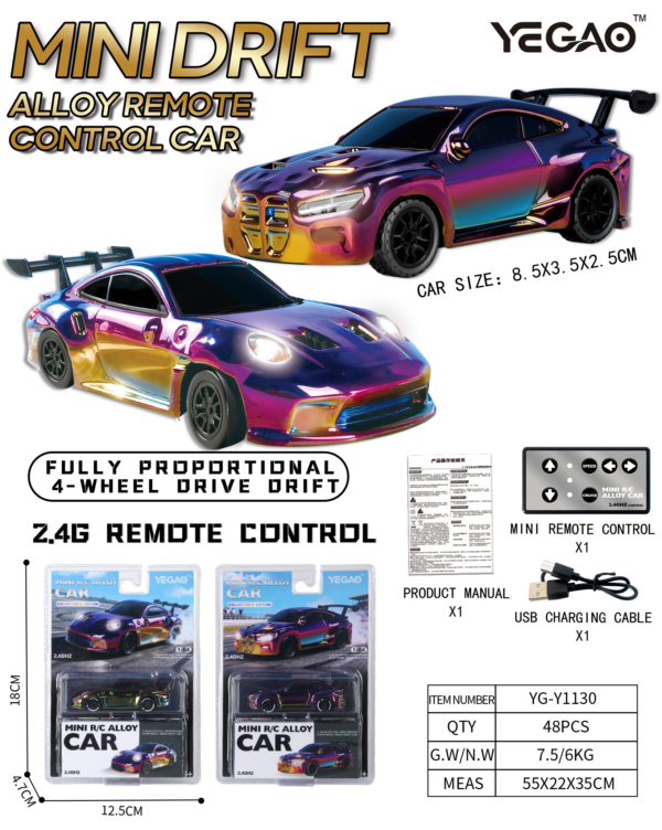 1:64 Porsche 911 GT3 RS / BMW M4 RC Car with Mini Remote Controller