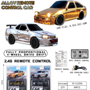 1:64 Toyota AE86 / Nissan GT‑R R34 RC Car with Mini Remote Controller