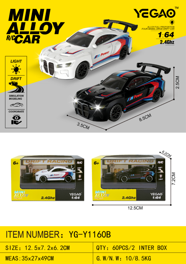 1:64 BMW M4 RC Car with Mini Remote Controller