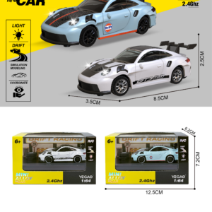 1:64 Porsche 911 GT3 RS RC Car with Mini Remote Controller
