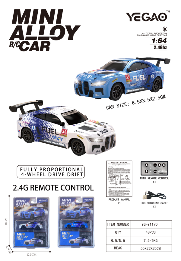 1:64 BMW M4 RC Car with Mini Remote Controller